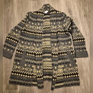 Charter Club Gray and Cream Patterned Cardigan